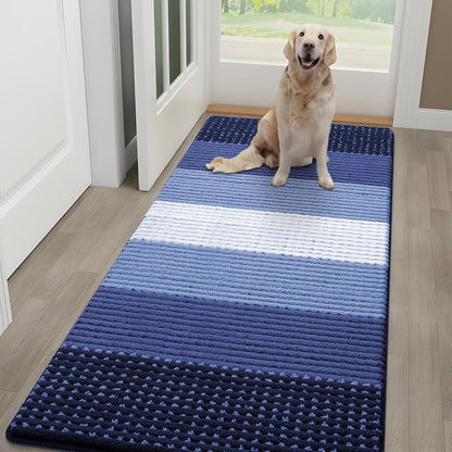 Kitinjoy Indoor Outdoor Door Mat, 32x20 Non-Slip Absorbent Dirt Trapper, Low-Profile Washable Inside Entrance Front Floor Mat, Sturdy Soft Entry Doormats for Entryway, Grey