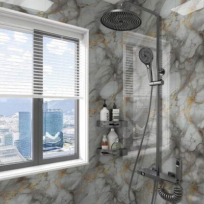 Peel and Stick Tile Shower Waterproof Marble Tiles Wall Panels, 11.8"x11.8" Self-Adhesive Backsplash Tile, 20 Pack