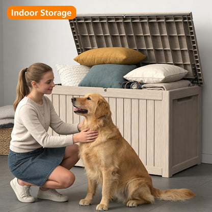 320 Gallon Outdoor Storage Box Resin Deck Box All Weather Waterproof Large Lockable Storage Container Deck Box for Patio Furniture, Garden Tools, Lockable, Black