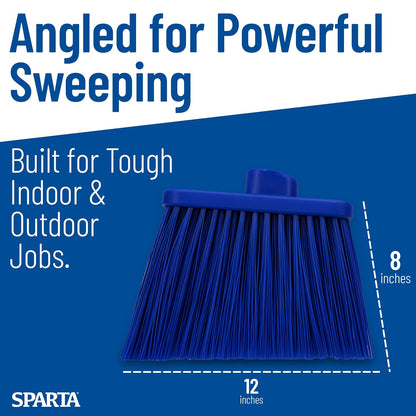 SPARTA Plastic Broom Head, Angled, Un-Flagged for Large Debris Indoor, Outdoor, Home, Restaurant, Lobby, Office, 12 Inches, Green