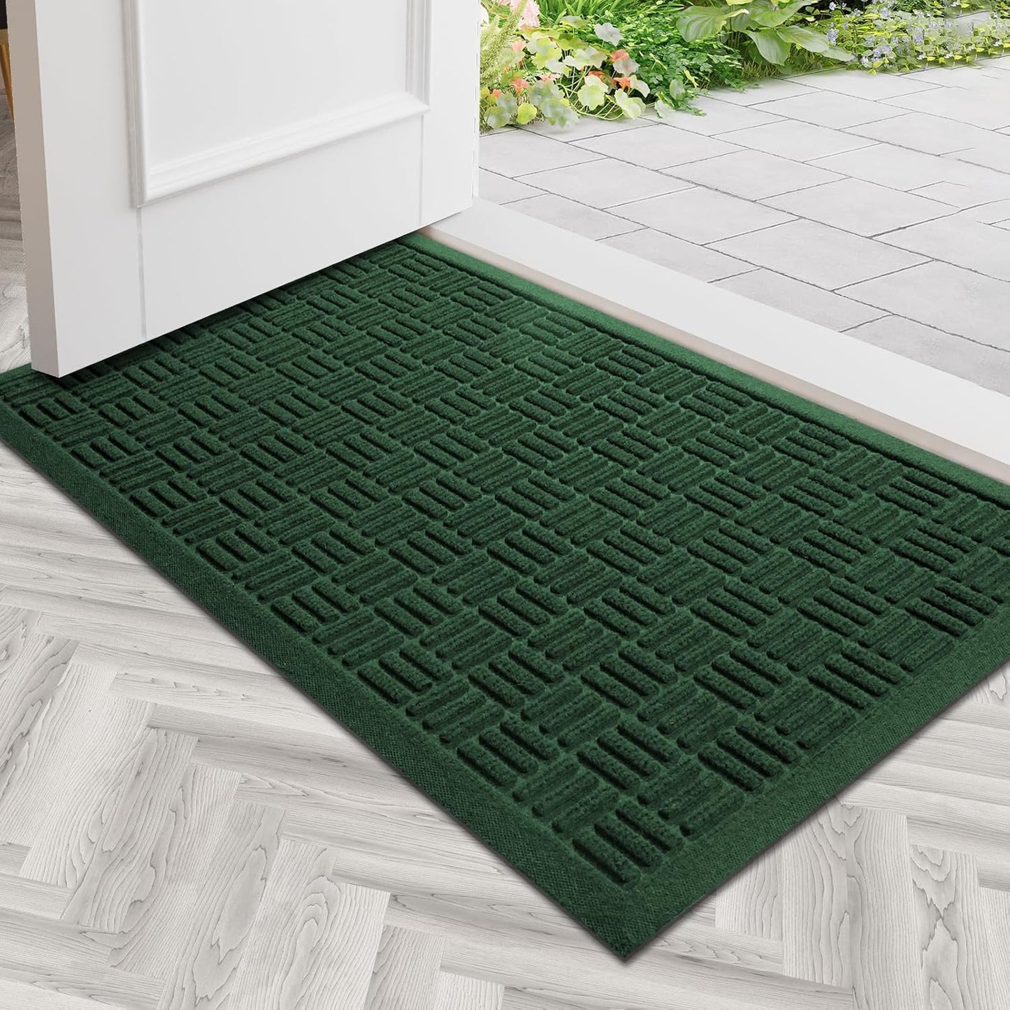 Mibao Front Door Mat, Heavy Duty Durable Welcome Mat for Outdoor Indoor, Dirt Trapper Waterproof Super Absorbent Door Mat for Entryway Outside Patio Porch, 29.5" x 17", Grey