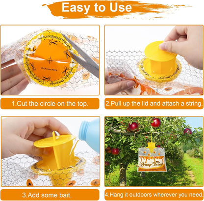 6 Pack Disposable Wasp Traps Outdoor Hanging Carpenter Bee Traps for Outside Yellow Jacket Trap Hornet Trap Wasp Catcher for Bug Flies Patio Garden