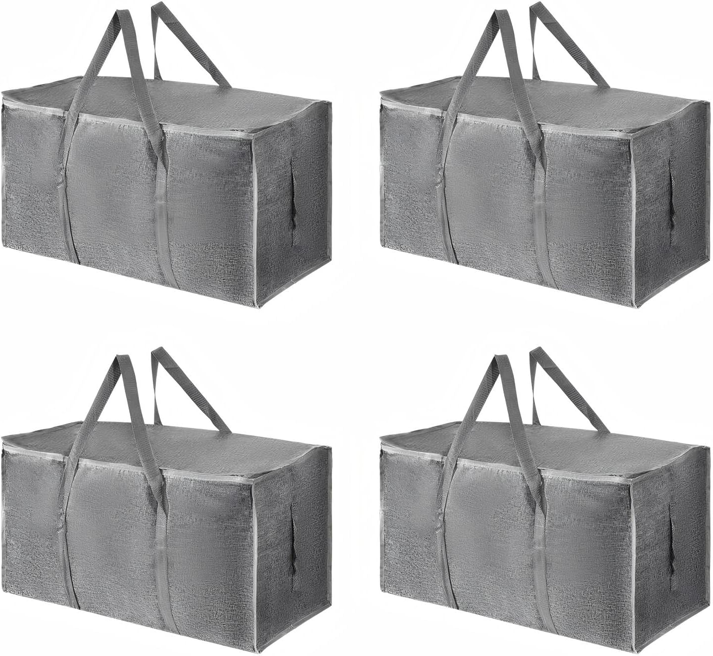 8 Pack-Extra Large Heavy Duty Moving Bags - Waterproof Storage Totes with Handles & Zippers, Foldable for College Dorm, Storage (Clear)