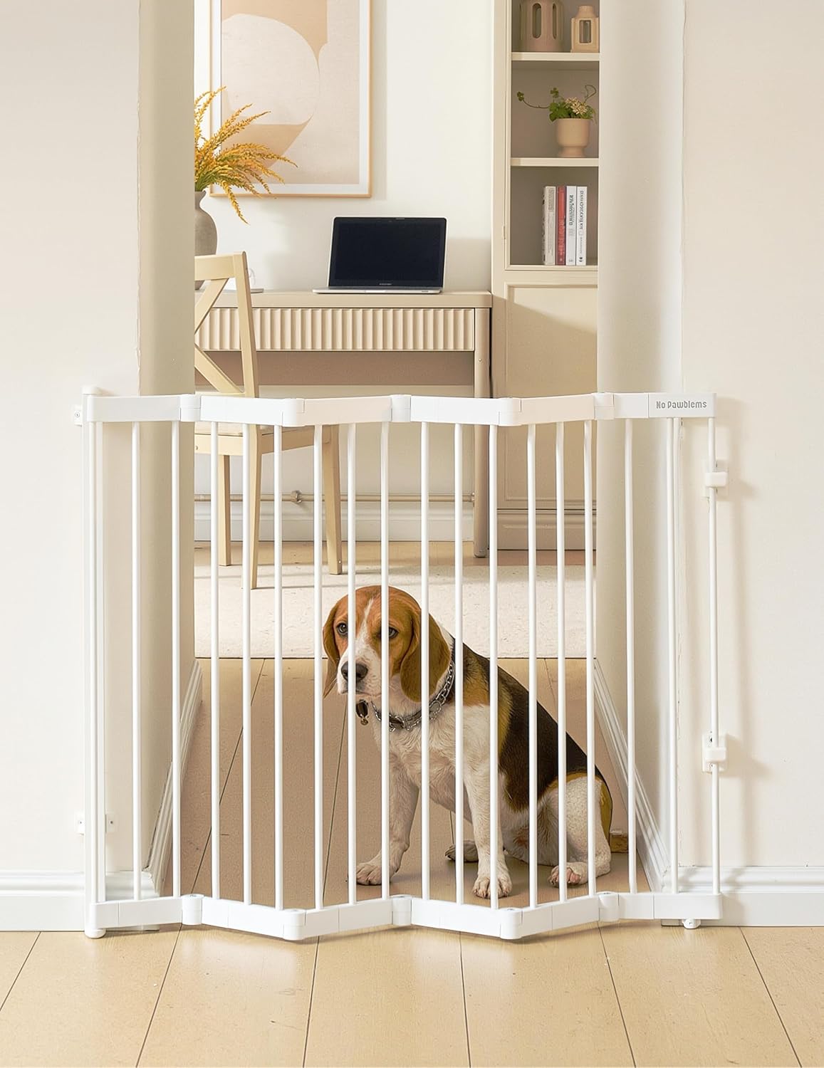 No Pawblems Retractable Safety Gate, Metal Adjustable Dog Gate for Doorways, Stairs & Hallways, Expands to 38" Wide, Auto Retract Design, No Bottom Bar, Black