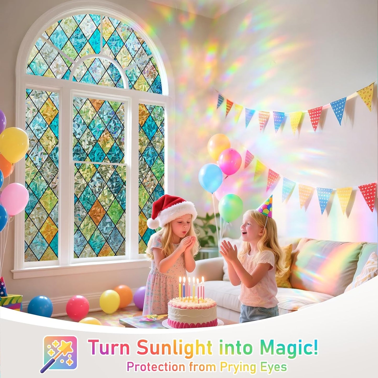 SUNBABY Reeded Glass Window Privacy Film, Frosted Glass Window Film for Bathroom & Front Door, Static Cling Decorative 3D Window Stickers Day and Night Privacy Sun Heat Blocking (17.5 x 78.7 Inch)
