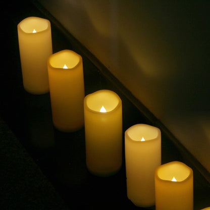 CANDLE CHOICE Waterproof Outdoor Battery Operated Flameless Candles with Remote Timer Plastic Flickering Fake Electric LED Pillars for Lantern Garden Wedding Christmas Decorations 3x4 Inches 3 PCS