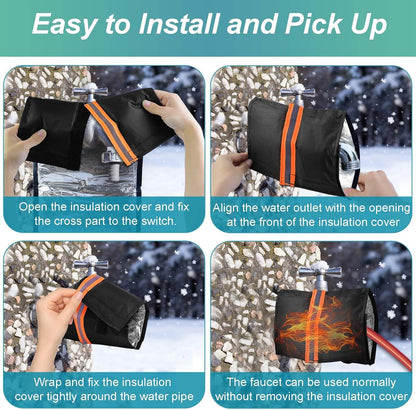 2Pcs Outdoor Faucet Cover for Winter Freeze Protection Outside Insulated Spigot Socks Freeze Miser Reusable Hose Bib Cover Waterproof Water Faucet Insulation Wrap with Reflective Strip for Garden Yard