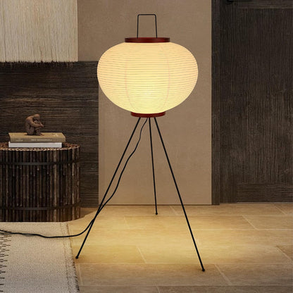 Japanese Rice Paper Floor Lamp, Cozy Paper Lamp Japandi Lantern Lights Wabi Sabi Style for Living Room Bedroom Office, 43 Inch Tripod Stand, White Lantern with E26 LED Bulb, 3000K/5000K
