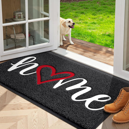 StepLively Door Mat Home Welcome Mats Outdoor and Indoor, Heavy-Duty Low-Profile Non-Slip Front Welcome Mat for Home Entrance, Outside Entry, Yard, Floor, Patio (30''x17.5'', Black)