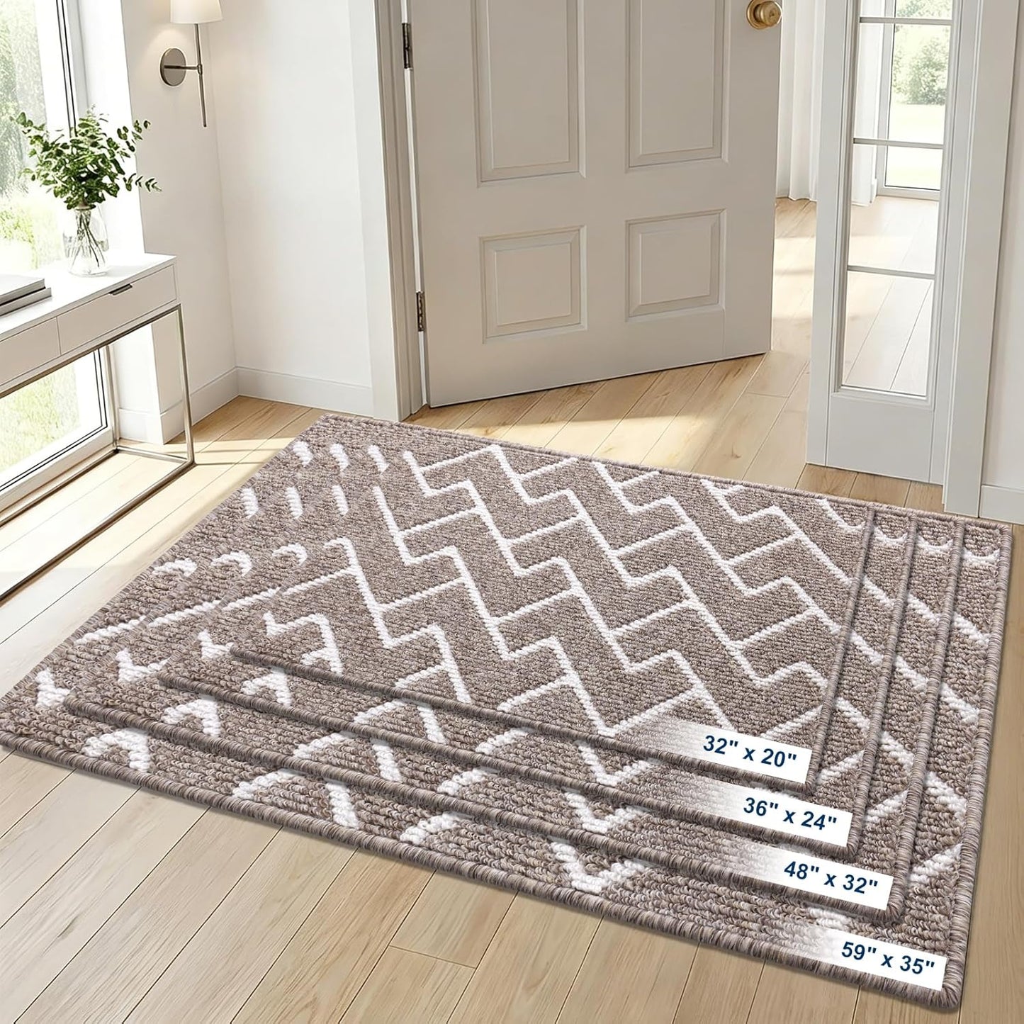 OLANLY Front Door Mat, Non-Slip Rubber Backing, Dirt Resistant and Absorbent, Washable, Easy to Clean Low-Profile Indoor Doormat for Back Door, Entryway, Inside Entrance, 32x20, Grey