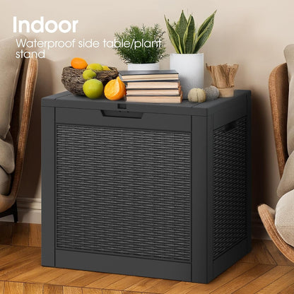 KAMABOKO 31 Gallon Outdoor Storage Box, Resin Deck Boxes Indoor and outdoor, Waterproof Storage Box Lockable Lid for Garden Tools, Package Delivery, Pool Supplies, Patio Cushions, Black