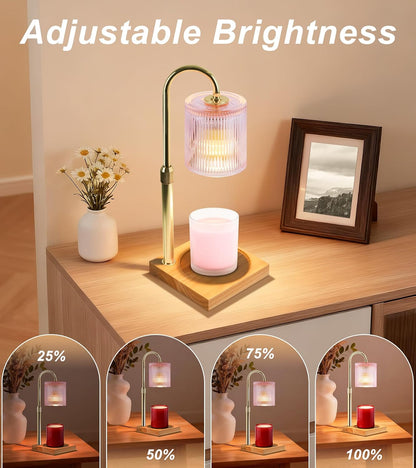 TigQiang Adjustable Height Candle Warmer Lamp, Candle Lamp Timer Dimmer 7 Levels, Compatible All Jar Candles, Top Melting, Cystal Candle Heater Lamp for Scented Wax, Elegant Home Decoration, Black