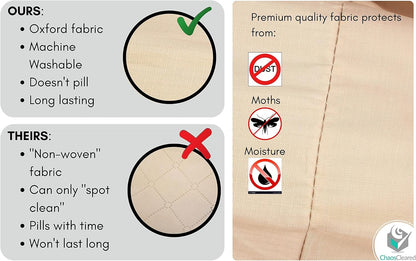 Comforter Storage Bag - Folding Organizer bag for King/Queen Comforters, Pillows, Blankets, Bedding/Quilt, Blanket, Duvet, Large Collapsible Organizers, 24"x14"x11" (Beige, 1-Pack)