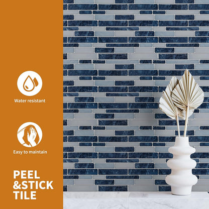 WOWSTAR 10-Sheet Peel and Stick Backsplash Tile for Kitchen Wall, Back Splash Stick On Tiles for Kitchen (12"x 12", Gray)