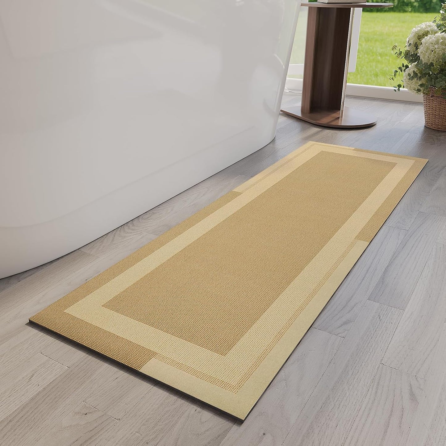 YDKGL Non Slip Bath Mat, Rubber Backing Ultra Thin Bathroom Rugs Fit Under Door Quick Dry Super Absorbent Washable Bath Rug Shower Mat for Bathroom Floor Bathtub Shower Sink, Easy Care Blue 16"x 24"