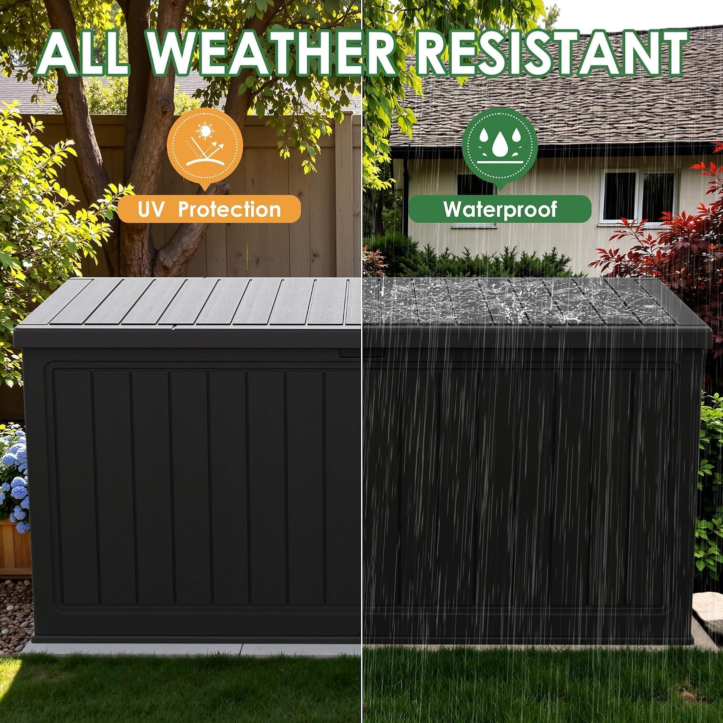 Devoko 30 Gallon Resin Deck Box Waterproof Outdoor Storage Box for Patio Furniture Pool Accessories Indoor Storage for Cushion Garden Tools (30 Gallon, Black)