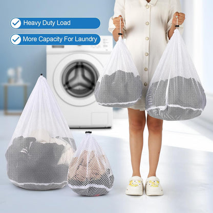 3 Pack XXL Mesh Laundry Bags for Delicates, Extra Large Laundry Wash Bags for Clothes,Bed Linen,Toys with Drawstring Closure Sturdy(3 XXLarge 28 x 26 Inches)