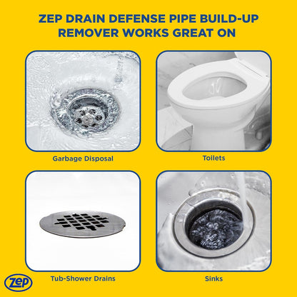 Zep Drain Defense Pipe Build-Up Remover - 64 Ounces - ZLDC648 - Professional Strength Liquid Pipe Build Up Remover,GREEN | Professional Strength, Liquid Formula