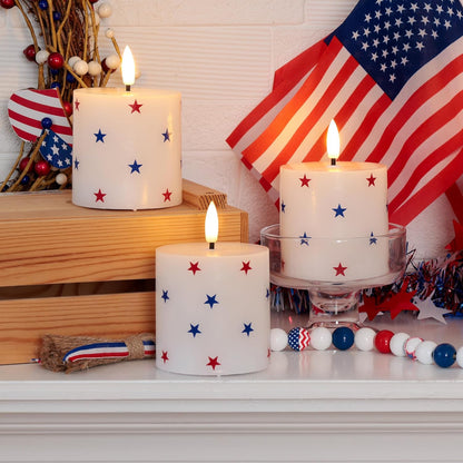 White Flameless Candles Set of 3 (3"x3") Battery Operated LED Pillar Candles with Remote and Timer, Real Wax Flickering Candles for Fireplace Bedroom Living Room Home Decor and Indoor Use