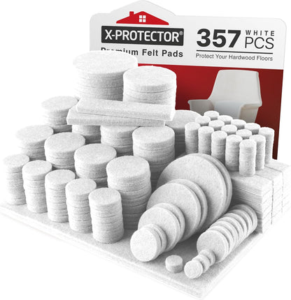 X-PROTECTOR 357 pcs Premium Huge Pack Felt Furniture Pads! Quantity of Furniture Sliders with Many Big Sizes – Your Ideal Floor Protectors. Protect Your Hardwood & Laminate Floor!