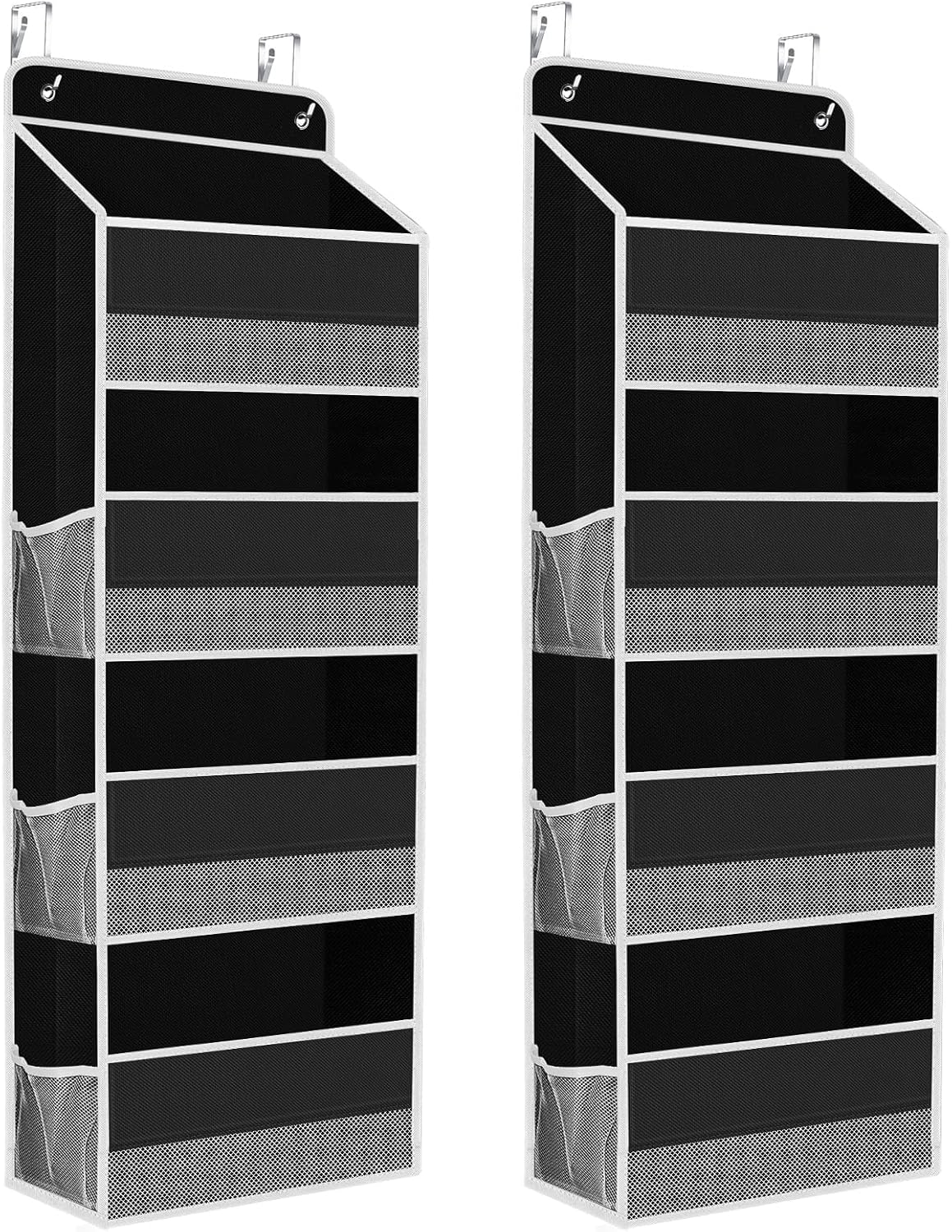 SpaceHacks 1 Pack Over The Door Organizer, Hanging Storage Organizer with Clear Window, 40lb Ultra Sturdy Large Capacity Room Organizer for Pantry Laundry Bathroom Nursery Closet Baby Essential (Grey)