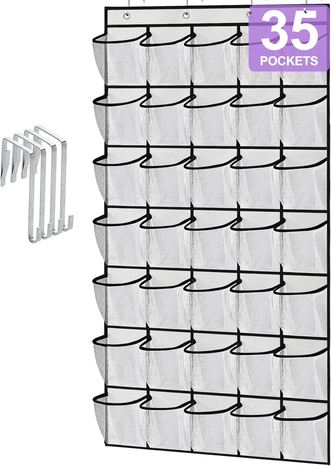 homyfort Over the Door Shoe Organizer, Hanging Shoe Rack Storage Holder with 24 Large Pockets for Closet Door, Men Women Kids Shoes, Cruise (Black)