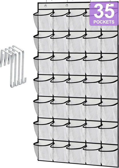 homyfort Over the Door Shoe Organizer, Hanging Shoe Rack Storage Holder with 24 Large Pockets for Closet Door, Men Women Kids Shoes, Cruise (Black)