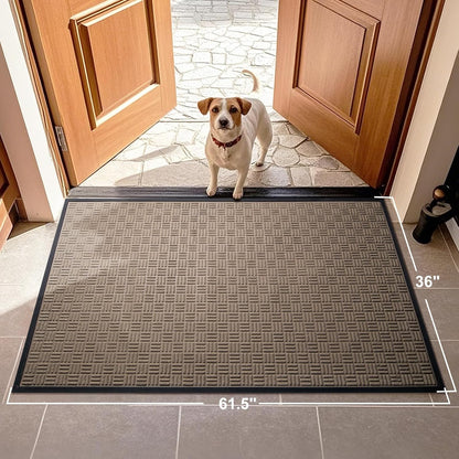 Mibao Front Door Mat, Heavy Duty Durable Welcome Mat for Outdoor Indoor, Dirt Trapper Waterproof Super Absorbent Door Mat for Entryway Outside Patio Porch, 29.5" x 17", Grey
