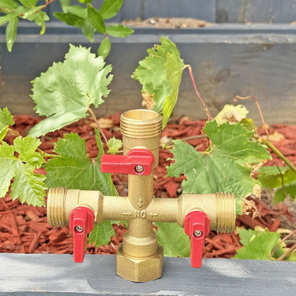 3/4" hose splitter 2 way water splitter male connectors allows you to run 2 hoses, hose quick connectors, hose spigot