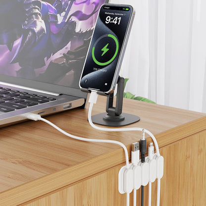 Chargeworx Magnetic Cable Clips - Cord Holder Organizer, No Drill Self-Adhesive Base, Cable Organizer, Repositionable Magnetic Clips, 5-Pack, USB-C Lightning Micro-USB, Desk Nightstand Wall Car, Black