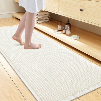 Smiry Waffle Bath Mat 30x20, Extra Soft Absorbent Bathroom Rugs, Non Slip Machine Washable Quick Dry Bath Rugs for Bathroom Floor, Tub, Shower, Home Decor Accessories, Brown