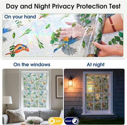 Frosted Window Privacy Film - Brushed Silver Static Cling Glass Film for Bathroom, Day and Night Door Privacy Film Window Cover to Stop Dog Barking, 17.5x78.7 Inch, Pure