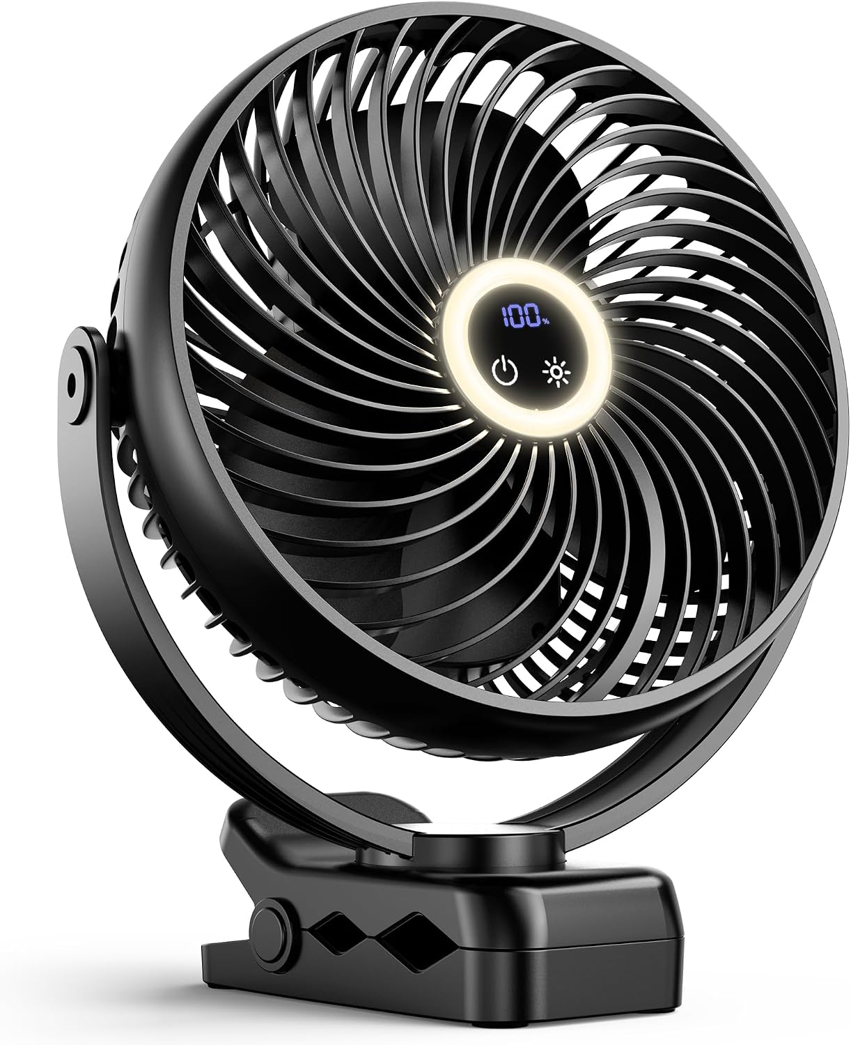 xasla 10000mAh Portable Clip on Fan, 8 inch Rechargeable Battery Operated, 24 Hours Work Time, Quiet USB 4 Speeds Personal, Ideal for Outdoor Camping Golf Cart Home Office Black