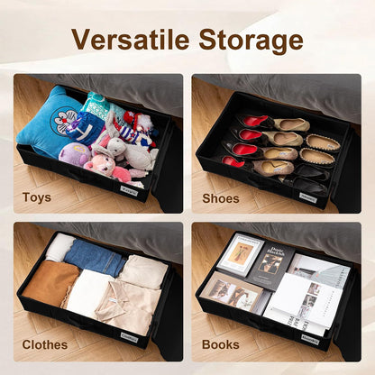 Vincona Under Bed Storage with Wheels, 2 Pack Under Bed Storage Containers with Label Holders for Clothes, Shoes and Blankets, Rolling Underbed Shoe Organizer with Cover, Beige (30.71x15.7x7.28 in)