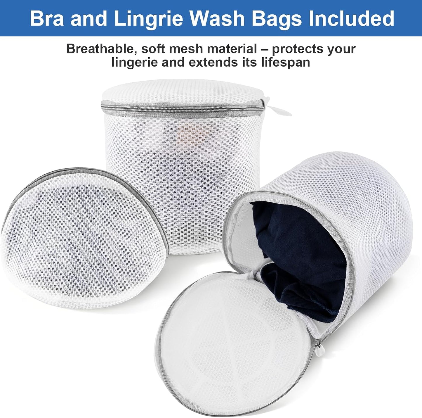 Mesh Laundry Bags for Delicates, 3 Pack Laundry Bags Mesh Wash Bags in 3 Sizes(1 Large, 1 Medium, 1 Small), Durable and Gentle Lingerie Bags for Washing Delicates, Garment Bag for Washing Machine