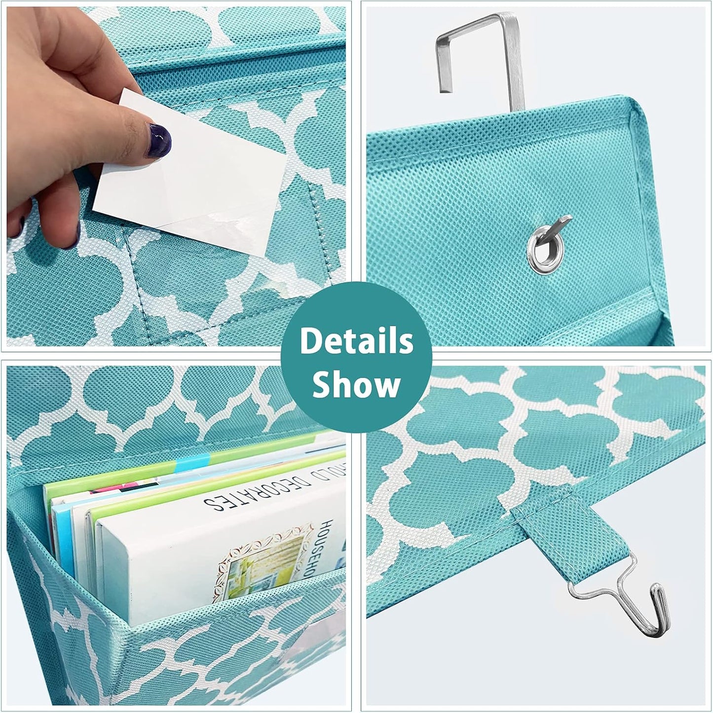 homyfort Over the Door File Organizer, Wall Hanging File Folders with 5 Large Pocket for Mails, Magazines, Back to School Supplies,Office Chart Storage, Paper Organization (Grey)