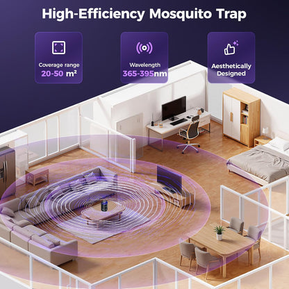Fly Trap Indoor, Fruit Fly Traps for Indoors with Suction & Adjust Light | Plug-in Gnats Killer Catcher with 365-395 nm Wavelengths for House Flies, Mosquito, Bug, Gnats, Low Noise, 10 Refills, Black