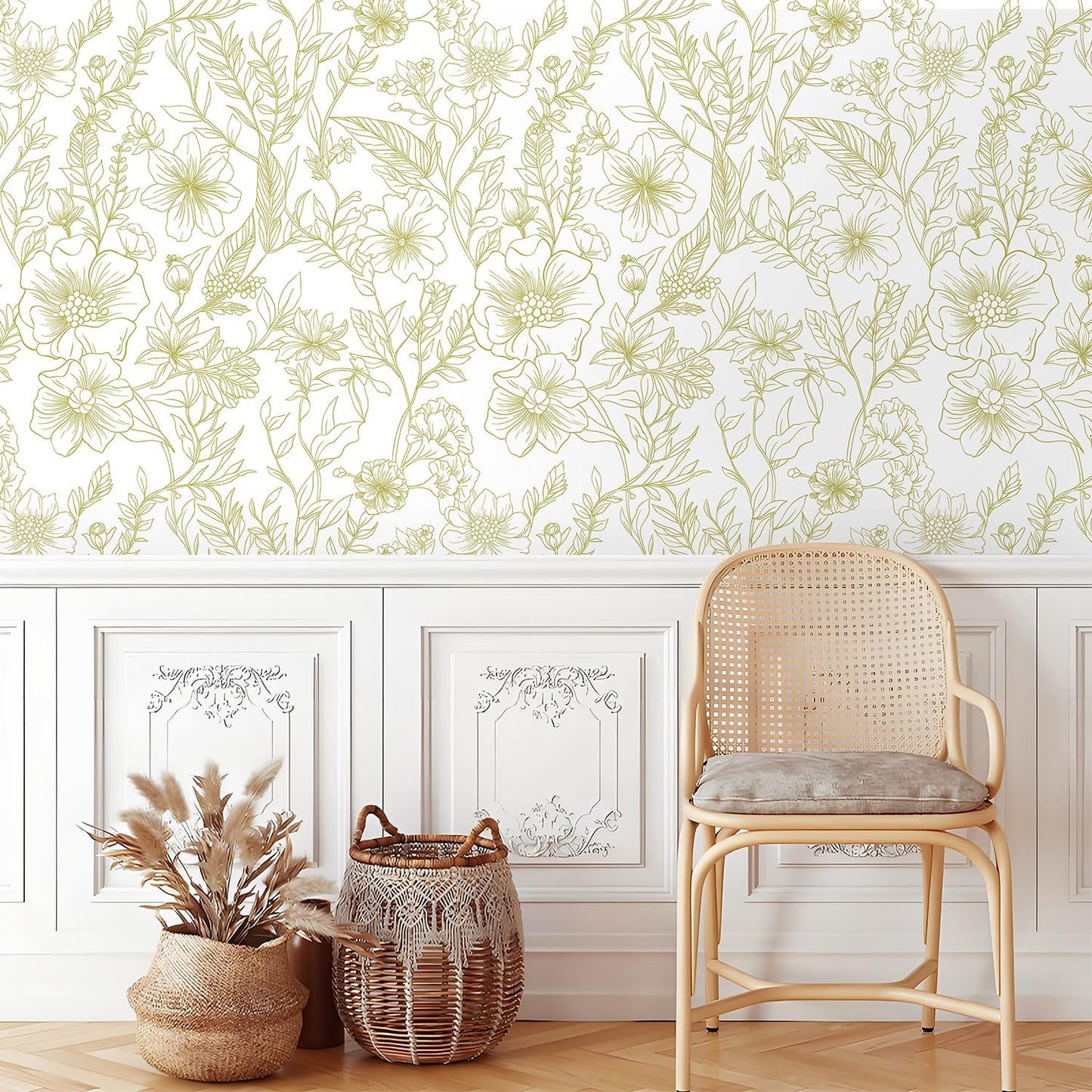 GloryTik Floral Peel and Stick Wallpaper, Removable Blue Floral Contact Paper, Self Adhesive Renter Friendly Wallpaper for Bedroom Living Room Bathroom (17.3" x 78.7")