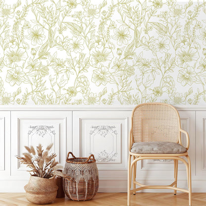 GloryTik Floral Peel and Stick Wallpaper, Removable Blue Floral Contact Paper, Self Adhesive Renter Friendly Wallpaper for Bedroom Living Room Bathroom (17.3" x 78.7")