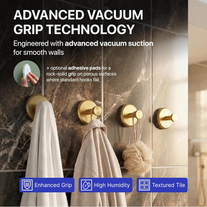 HOME SO Suction Cup Hooks for Shower & Bathroom Towel Holder 2-Pack – Suction Cups Hooks for Hanging Towels, Robes, & Coats - Tiles, Glass Door or Mirror – Shower Hooks & Towel Hooks Organizer - Black