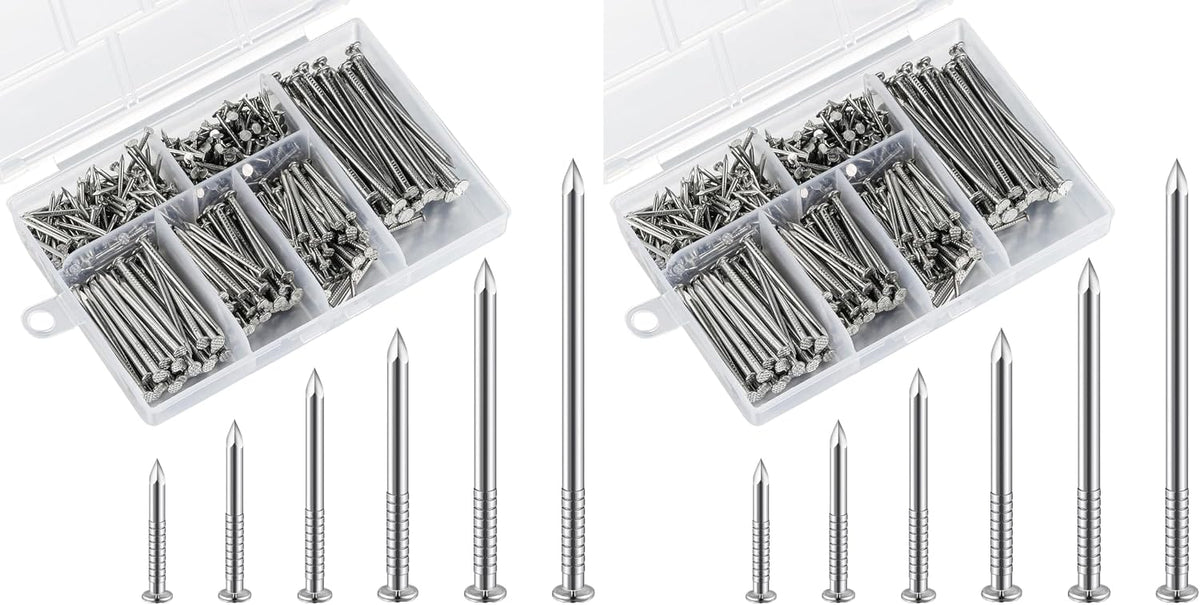 Wensilon 430pcs Stainless Steel 304 Nails Kit, Hanging Nails Kit, Wall Nails Kit, Dowels Kit, Long Nails Kit