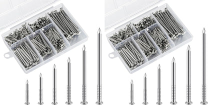 Wensilon 430pcs Stainless Steel 304 Nails Kit, Hanging Nails Kit, Wall Nails Kit, Dowels Kit, Long Nails Kit