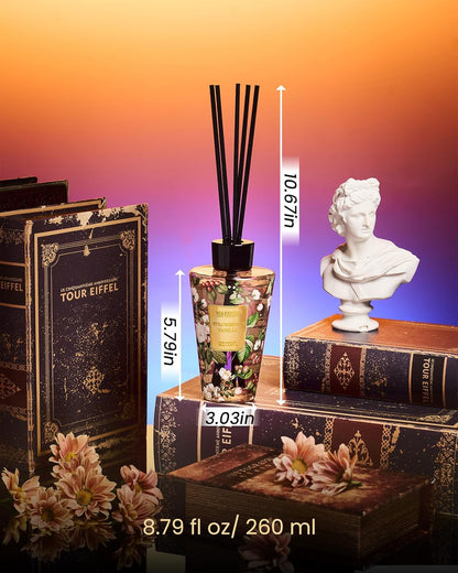 M&SENSE Reed Diffuser Set, Jasmine Sandalwood Scented 6.3 fl oz Natural Essential Oil Diffusers with Sticks, Non-Toxic Organic Air Freshener, Long-Lasting Fragrance Oils for Home Bathroom Living Room