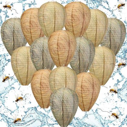 Qualirey 12 Pcs Paper Wasp Nest Hanging Decoy for Tree, Front Back Porch, Back Deck, Outdoor Home Garden, Fake Hornet Nest Waterproof Wasp Trays Repellent