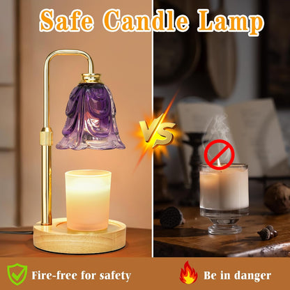 Candle Warmer Lamp with Timer Dimmer, Adjustable Height Pink Tulip Candle Wax Warmer, Christmas Birthday Gift for Mom Women,House Warming Gifts for New Home Bedroom Decor,Flower Pink