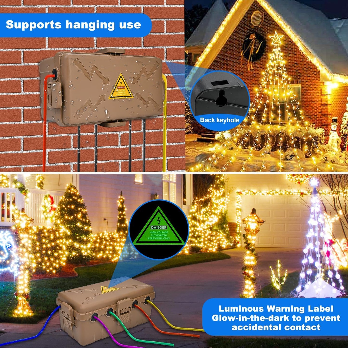 Hrensaw Large Outdoor Electrical Box(12.5x8.5x5inch),IP54 Waterproof Outdoor Outlet Covers,Weatherproof Extension Cord Covers Protect Outlet,Plug,Timer,Power Strip,Holiday Light,Green