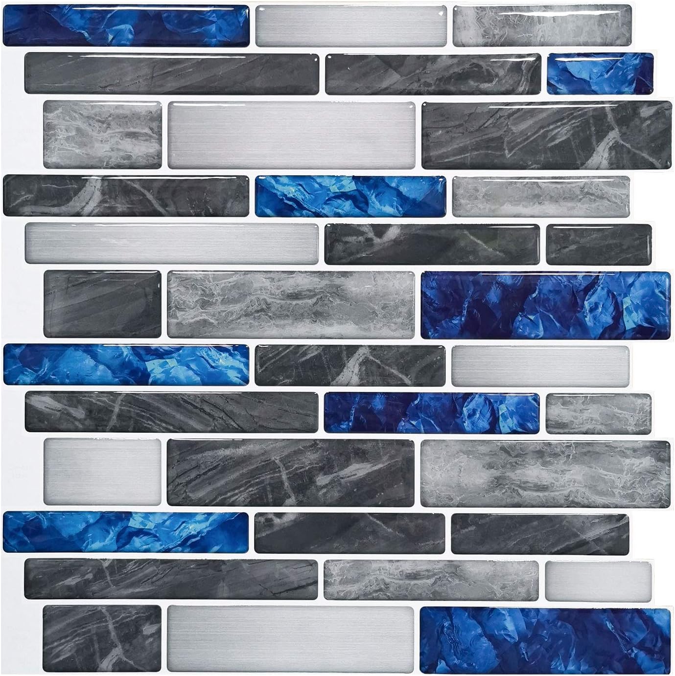 Art3d 10-Sheet Premium Stick On Kitchen Backsplash Tiles, 12"x12" Peel and Stick Self Adhesive Wall Tiles, White Marble Design