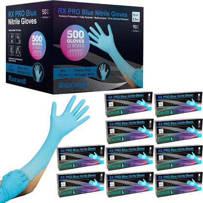Raxwell Disposable Nitrile Gloves - Heavy Duty Cleaning Gloves - Elbow-Length Dishwashing & Kitchen Use - Chemical Resistant