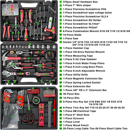 578 Pcs Hand Tool Set for Home Repair, Tool Kit & Tool box Storage Case with Drawer,Household Tool Kit, Auto Tool Set,Perfect for Homeowner & Renters,DIYers & Maintenance Workers