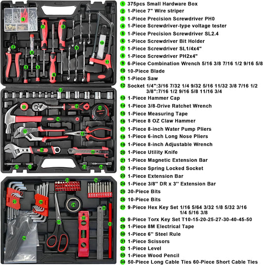 578 Pcs Hand Tool Set for Home Repair, Tool Kit & Tool box Storage Case with Drawer,Household Tool Kit, Auto Tool Set,Perfect for Homeowner & Renters,DIYers & Maintenance Workers